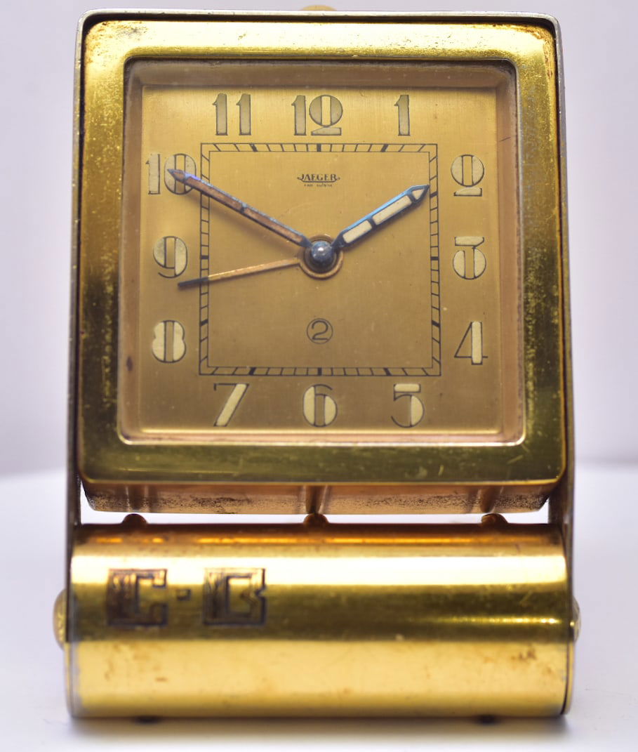 Jaeger LeCoultre 2 days Travel Table Desk Alarm Clock c.1950 (1 of 3)