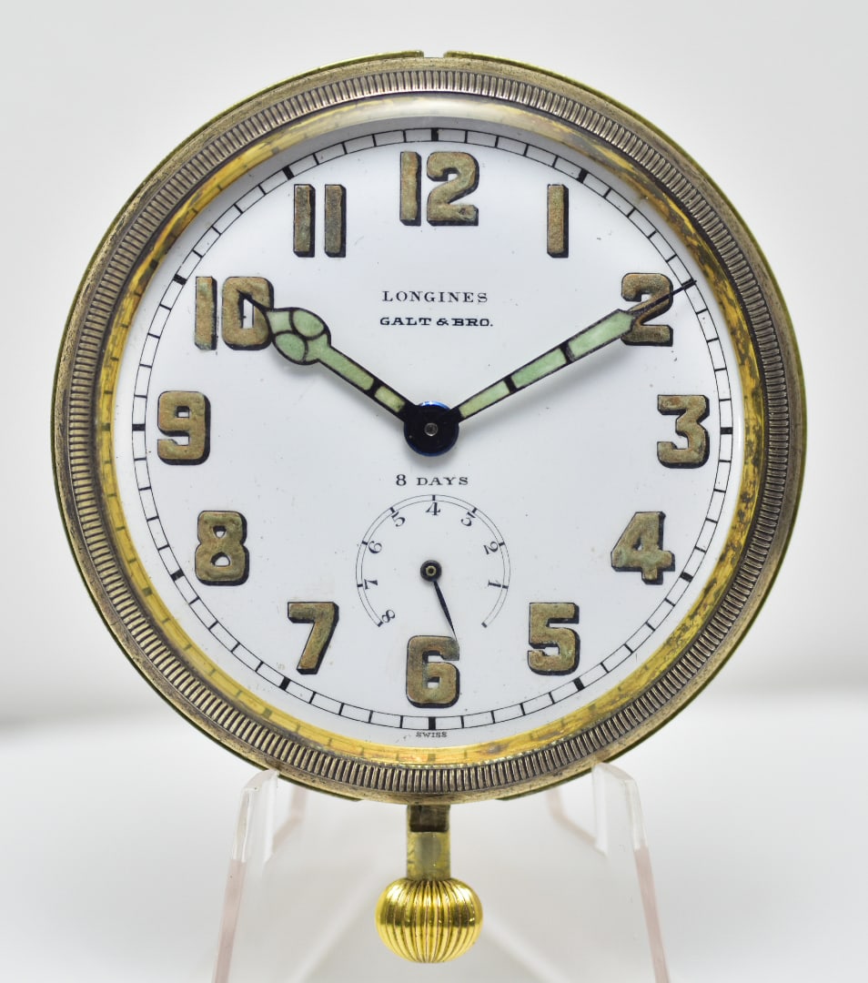 Longines Desk Car 8 Day Travel Desk Pocket Watch Goliath Large Size c.1930 Galt & Bro: Longines Desk Car 8 Day Travel Desk Pocket Watch Goliath Large Size c.1930