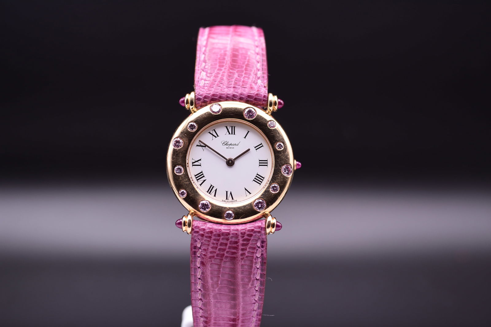 Chopard Ladies 18k Yellow Gold 13/6250-21 Pink Diamond Encrusted Wristwatch (1 of 6)