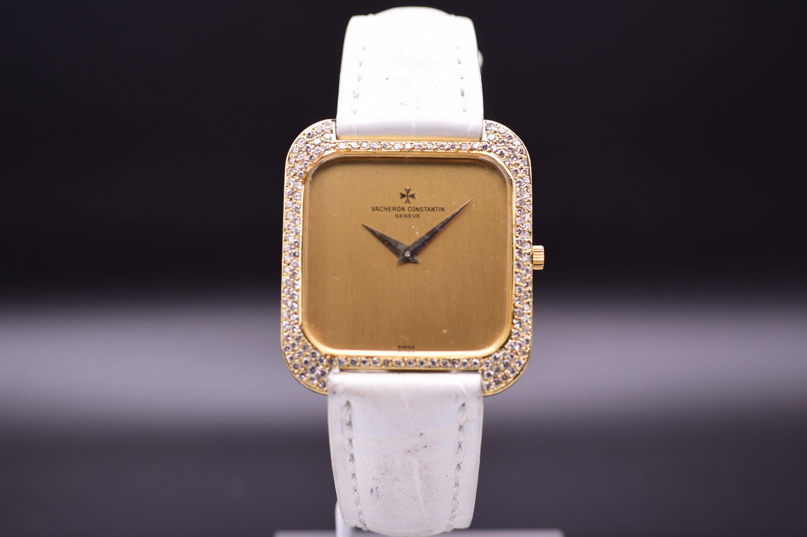 Vacheron Constantin 18k Gold 'Jumbo' Square Wristwatch Diamond Set Bezel C. 1970's Including Box (1 of 8)