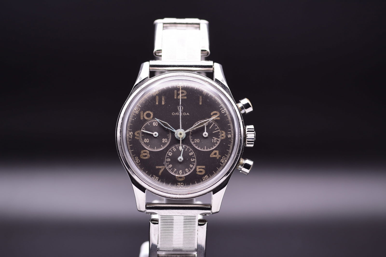 Omega Rare Chronograph Ref 2287-1 Tropical Dial Men's Wristwatch C.1948 Including Box (1 of 6)