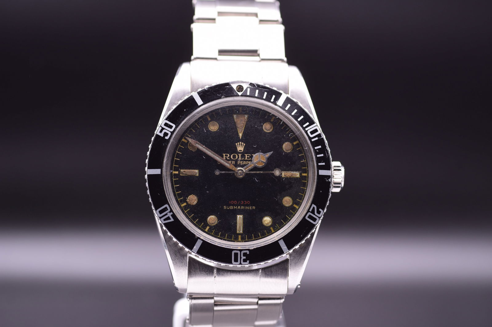 Rolex Ref. 6536/1 "Small Crown" Submariner with Rare "Red Depth" Rating Gilt Dial with Riveted (1 of 9)