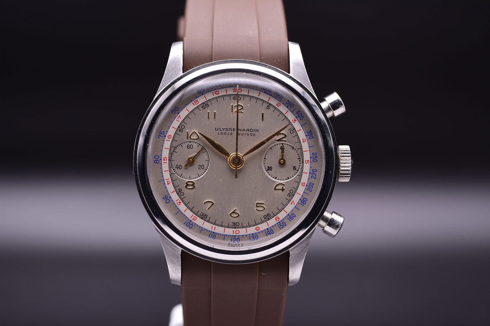 Ulysse Nardin Locle Suisse Oversize Chronograph Original Two-Tone Dial C.1945 Men's Wristwatch (1 of 5)