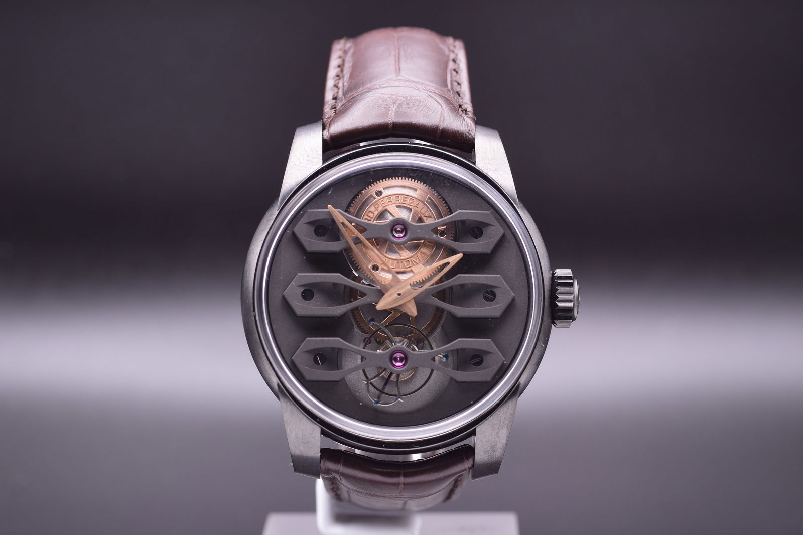Girard Perregaux Tourbillon A Fine and Rare Ref 99270 Black DLC-Coated Titanium Automatic: Girard Perregaux Tourbillon A Fine and Rare Ref 99270 Black DLC-Coated Titanium Automatic Skeletonized Wristwatch, Extremely Rare N°002 Of Limited Production, Néo-Tourbillon with Three Bridges, 2015