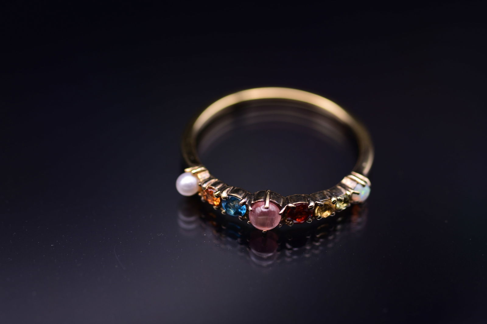 ete Japan 'Rainbow' Multi Precious Gemstone Ring in 925 Sterling Silver (1 of 4)