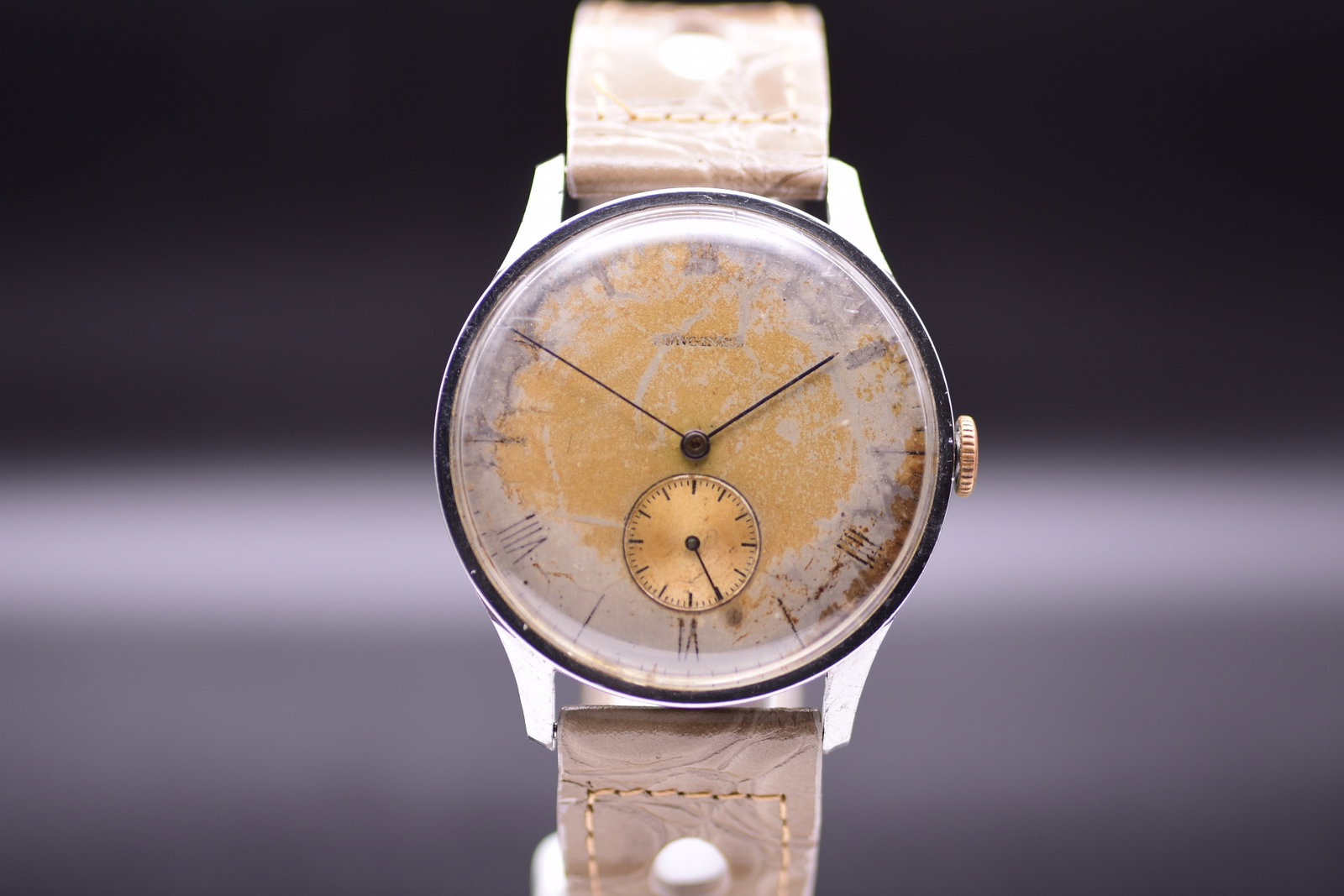 Longines Jumbo Steel Dress Watch Extraordinary Tropical Dial Ref 2880 1942 (1 of 7)