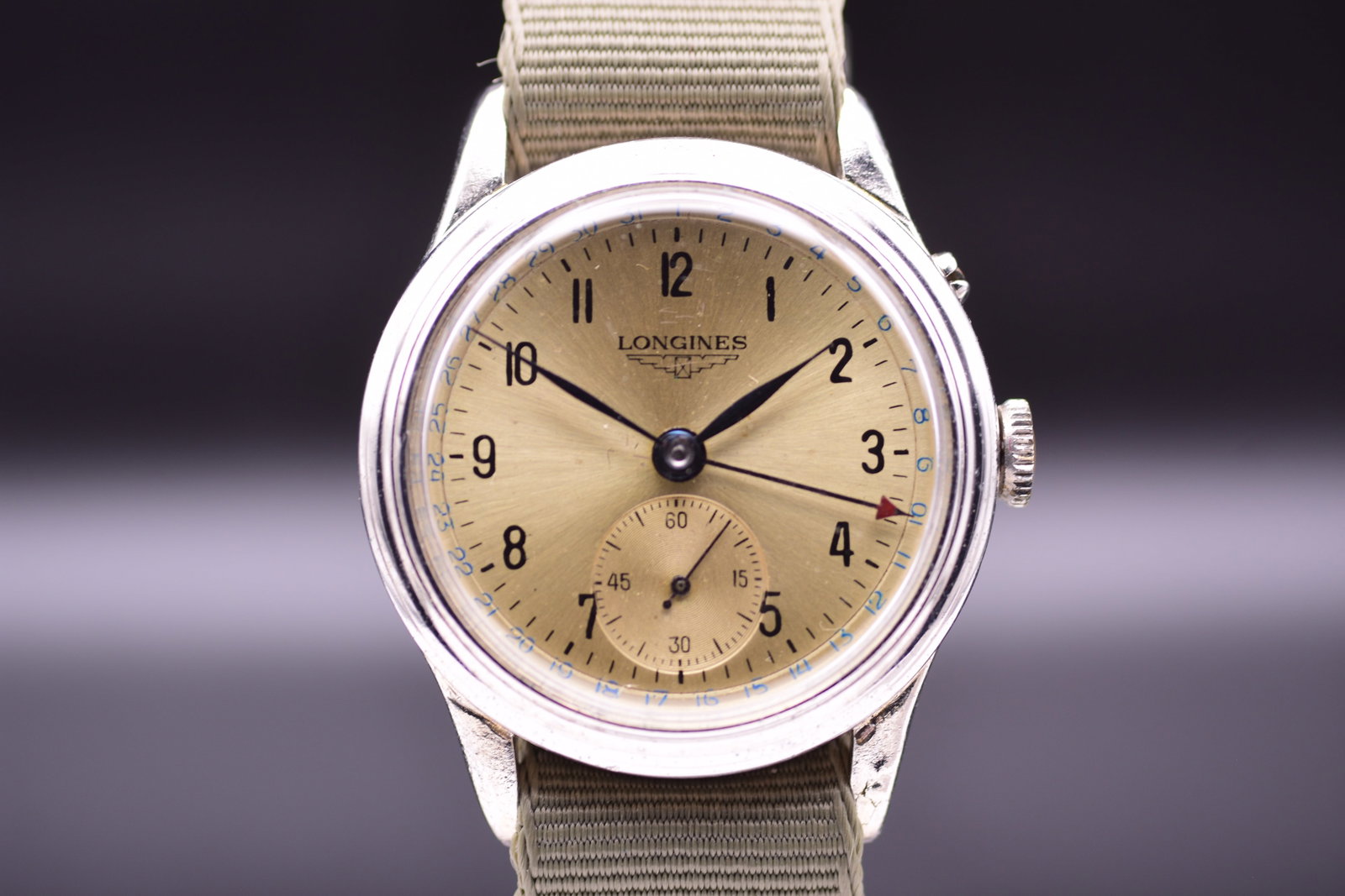 Longines Ref 5357 Pointer Date Calendar Navigation Wristwatch 1948. Signed Longines 'XDZ0' NATO (1 of 9)