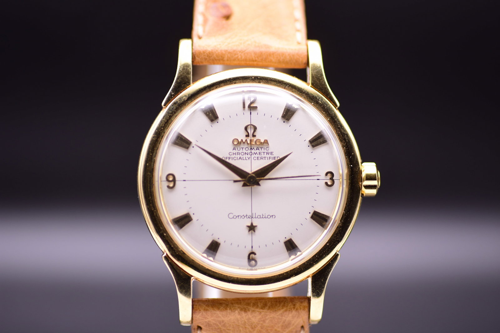 Omega Solid 18k Yellow Gold Constellation Ref. 2782/2799 SC Bumper Cal. 354, c.1955 White Dial (1 of 10)