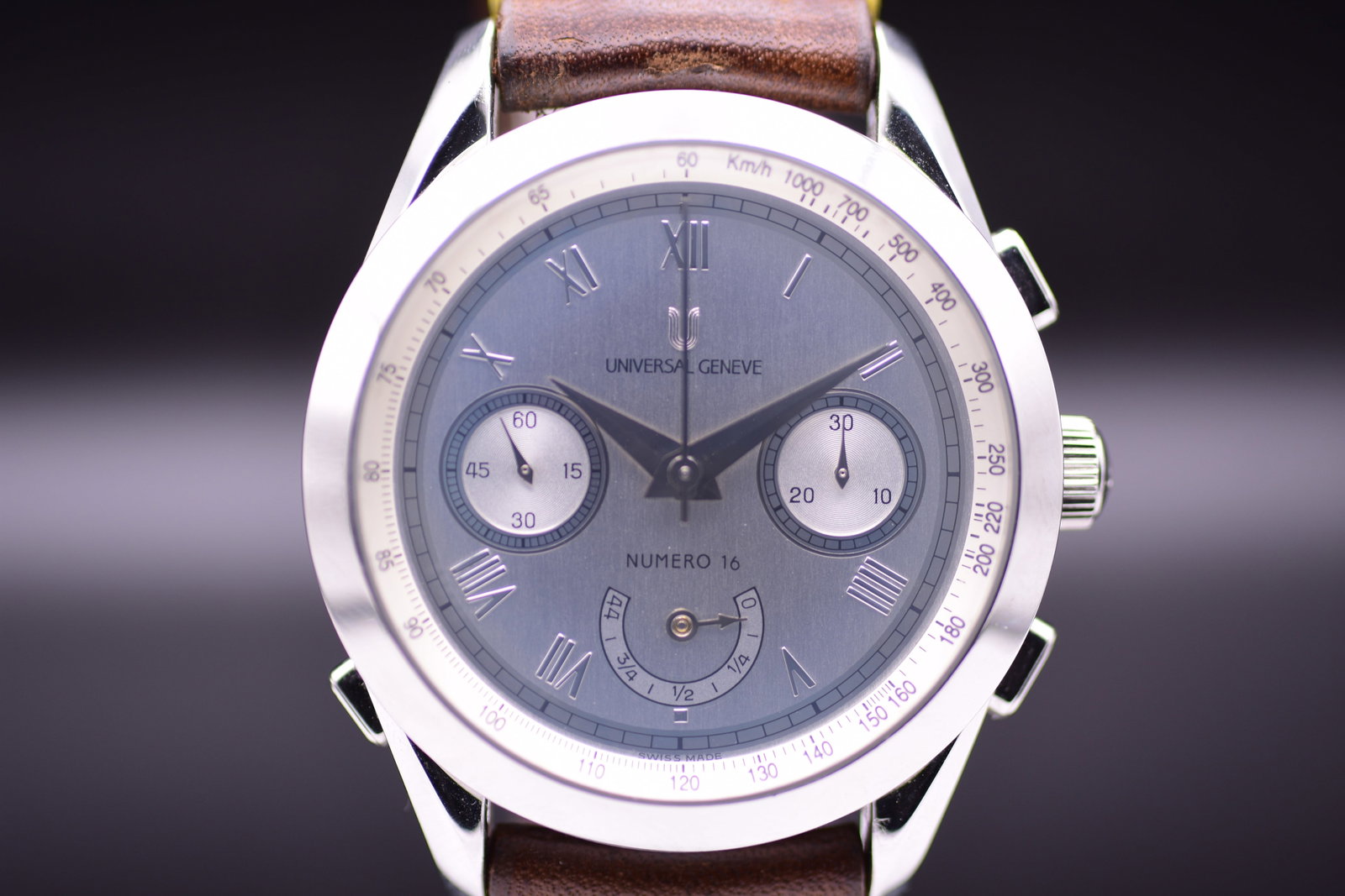 Universal Genève Master Tech Rattrapante Limited Edition Wristwatch: Universal Genève Master Tech Rattrapante Limited Edition WristwatchUniversal Genève Master Tech Rattrapante split seconds chronograph wrist watch reference 888100 commemorating the historic Swiss ma
