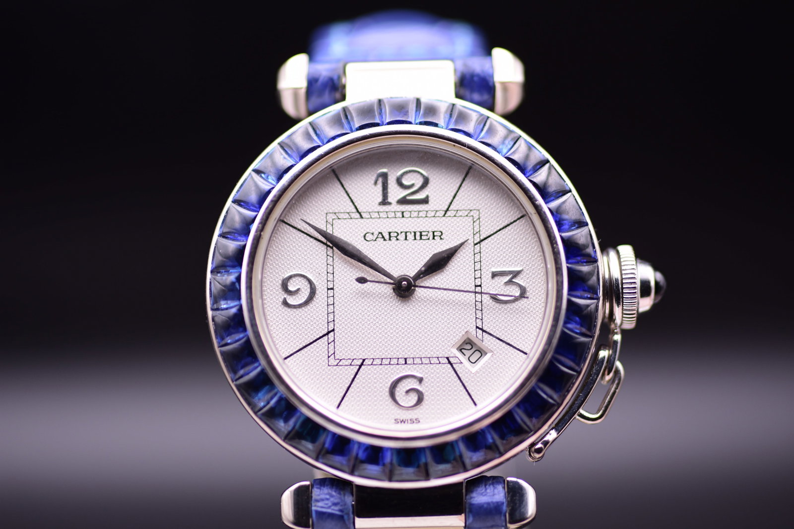 Cartier 18k White Gold Sapphire Pasha de Cartier Wristwatch, Ref. 2398 c.2000 (1 of 9)