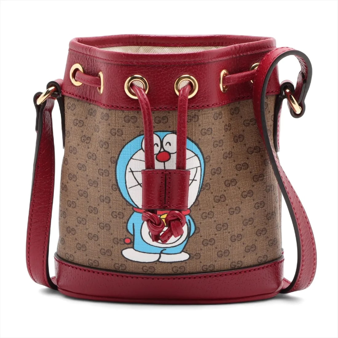 Gucci x Doraemon Mini GG Supreme Bucket Bag: Gucci x Doraemon Mini GG Supreme Bucket BagReleased in 2021 as part of a landmark collaboration celebrating Doraemon’s 50th anniversary, this Gucci model 647801 is a