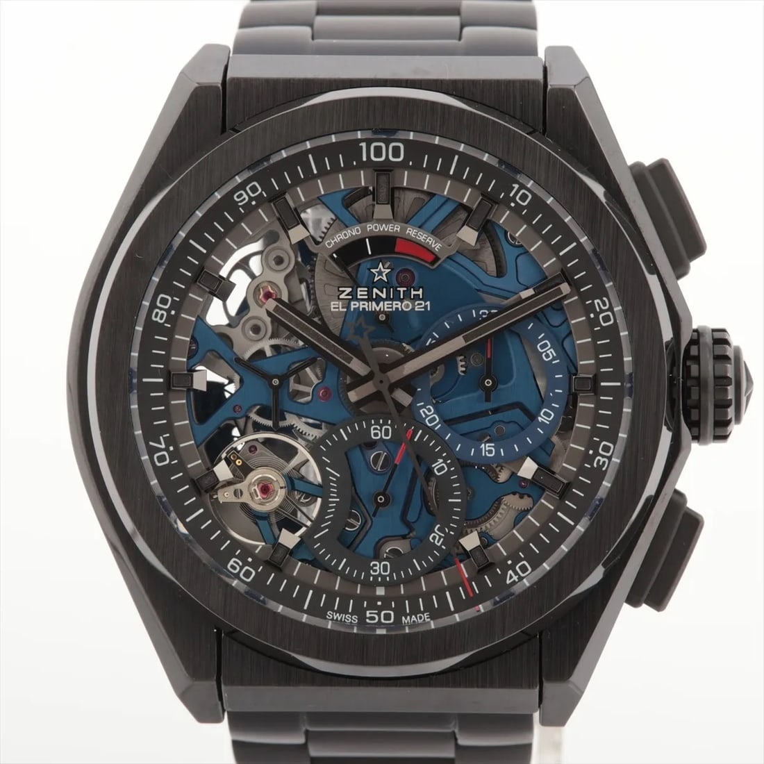 Zenith Black Ceramic Defy El Primero 21 Skeleton Wristwatch Blue Movement Plates Ref. 49.9001.9004 (1 of 5)