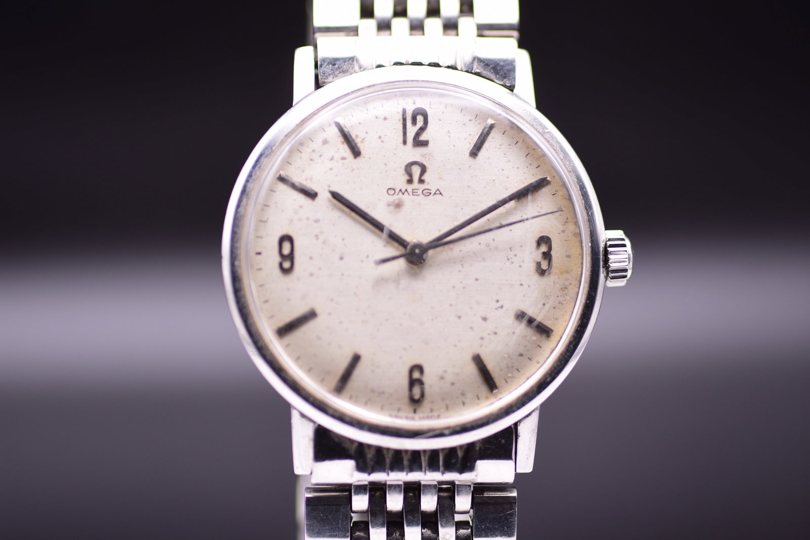 Omega 131.015 Stainless Steel Wristwatch Rice Bead Bracelet 1962 (1 of 8)