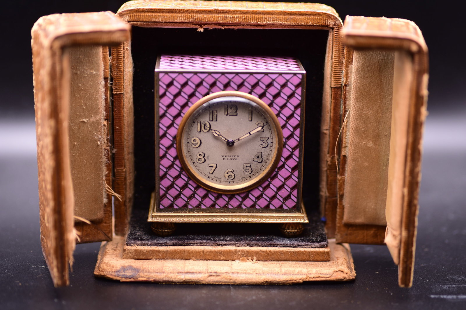 Zenith A 1920s Swiss Guilloché Enamel Boudoir Travel Clock Art Deco (1 of 10)