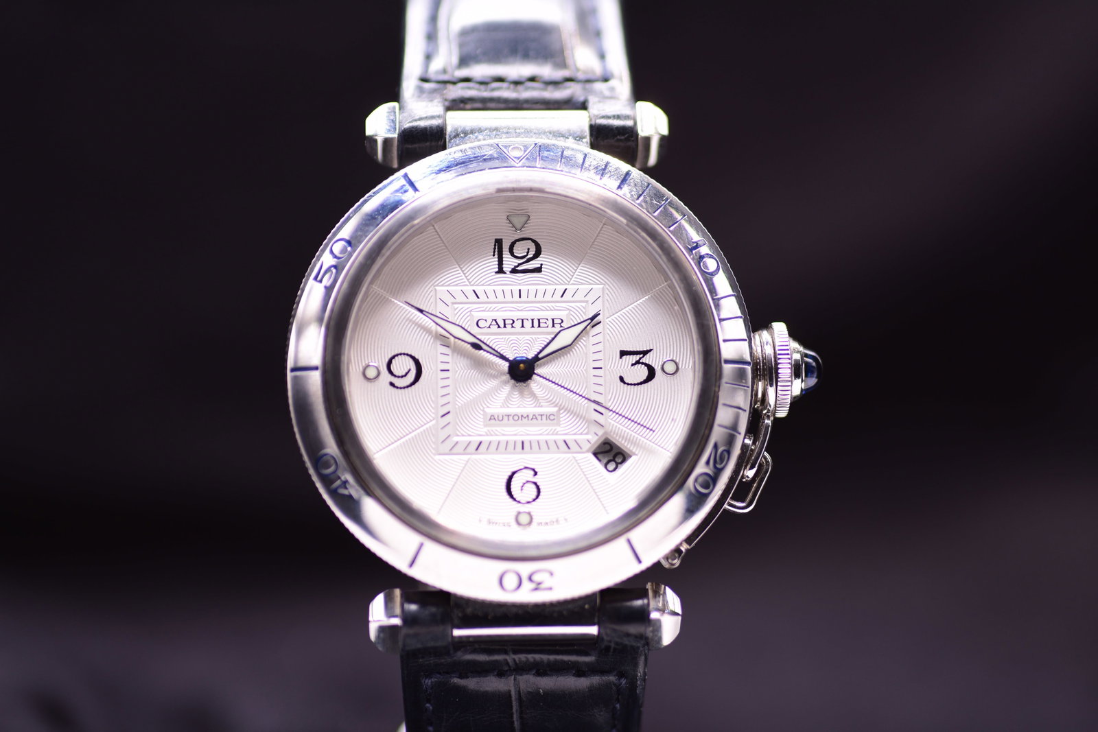 Cartier Pasha de Cartier 2379 Elegant Gentleman's Stainless Steel Automatic Wristwatch C 1999: Cartier Pasha de Cartier 2379 Elegant Gentleman's Stainless Steel Automatic Wristwatch C 1999 The Cartier Pasha de Cartier reference 2379 was created in the late 1990s as a sporting evolution of a his
