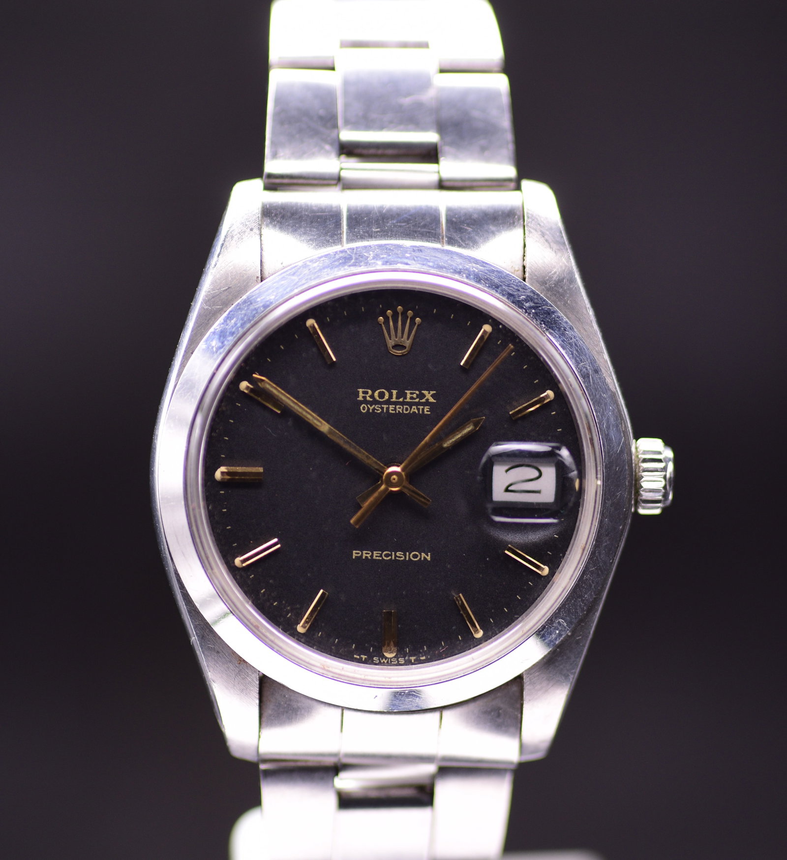 Rolex Oysterdate Precision Ref. 6694 Rare Black Dial c. 1975 (1 of 9)