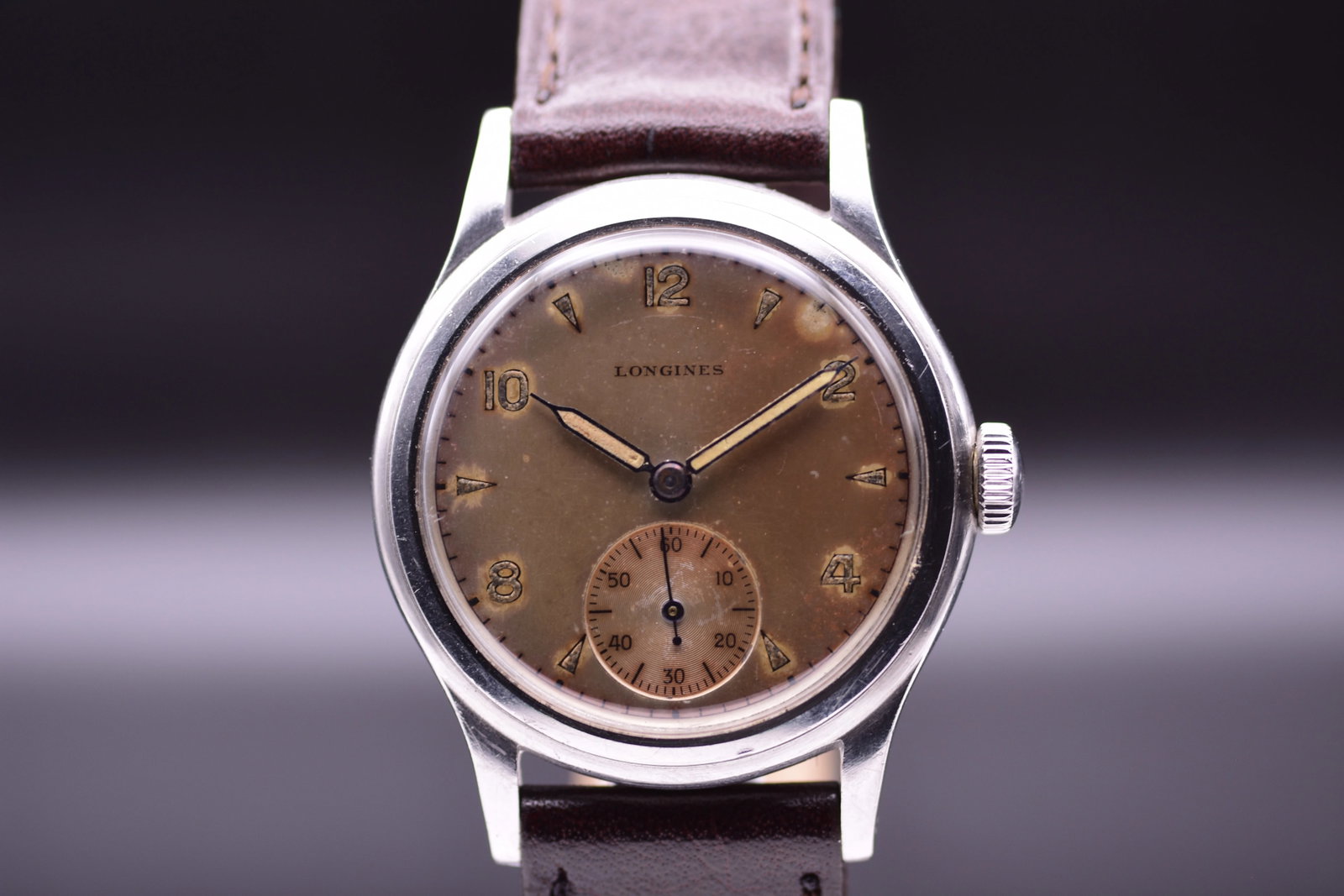 Longines Calatrava Style Dress Watch Tropical Tobacco Brown Dial Flat Bezel 1940 (1 of 6)