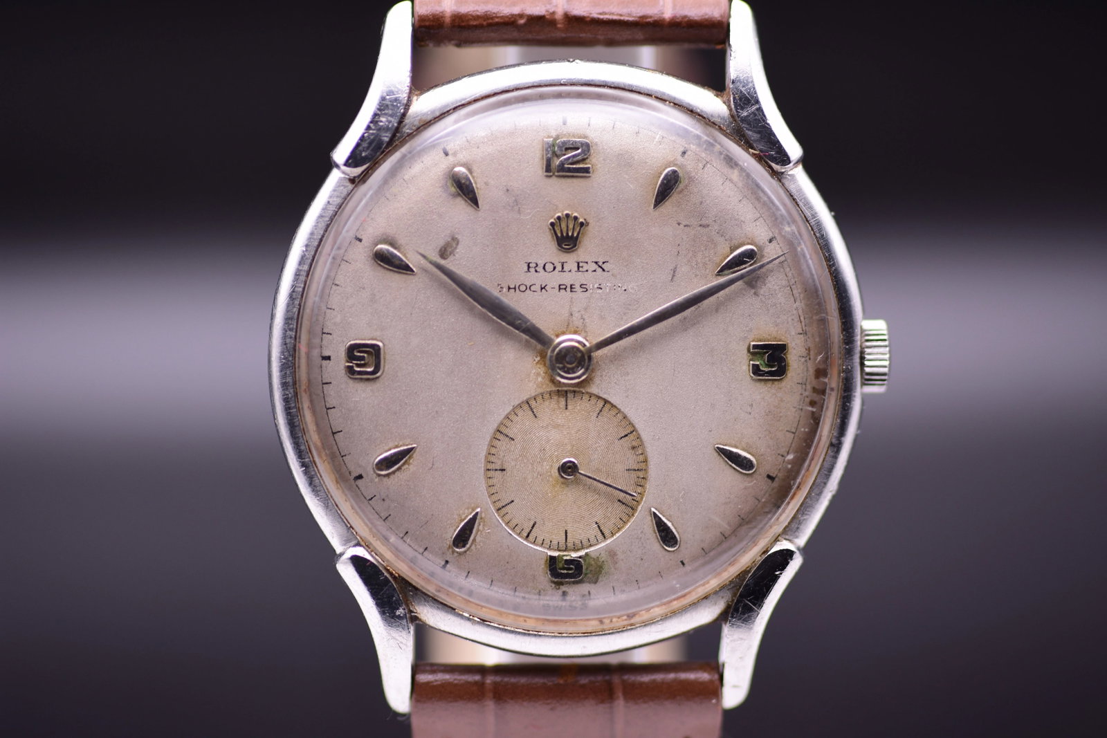 Rolex Precision Snapback 4498 Silvered Patina Dial Sculpted Spider Lugs 1953: #REF!
