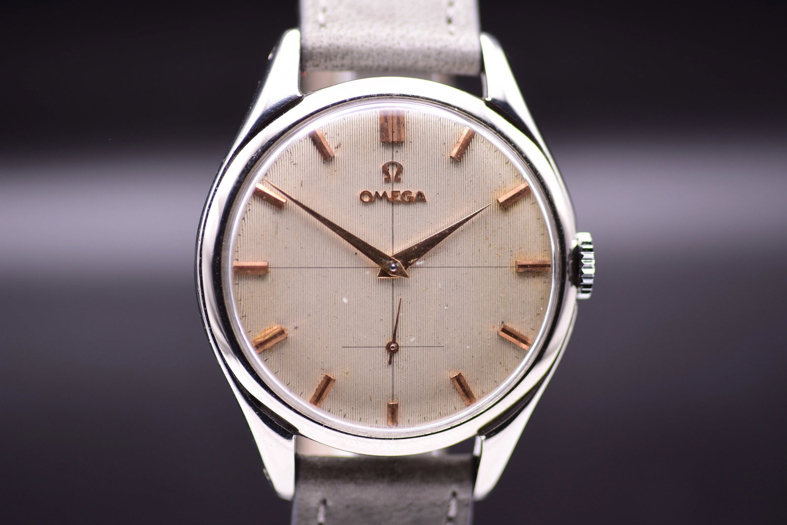 Omega Oversize Jumbo Dress Watch 2505 11 Warm Cream Crosshair Dial Pink Gold Markers 1954: #REF!