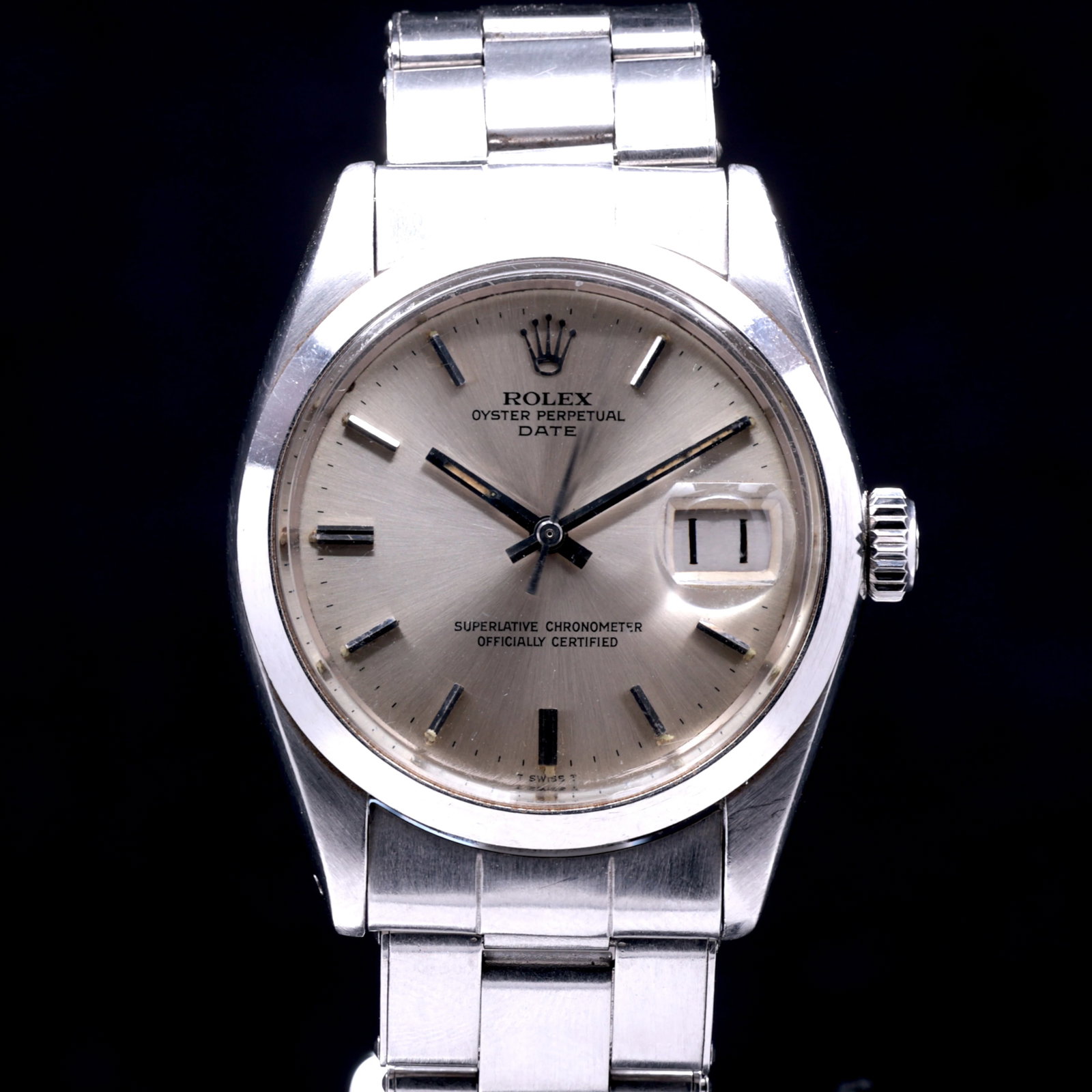 Rolex Oyster Perpetual Date 1501 1965 Stainless Steel Smooth Bezel Silver/Cream Dial (1 of 7)