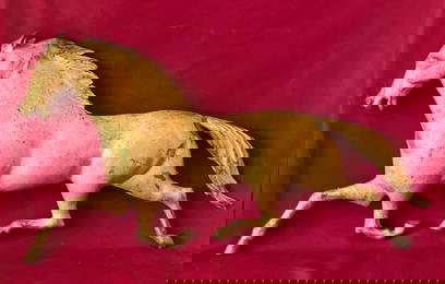 Old Copper Horse Weathervane with Solid Bronze Head - Old Gold Gilded Paint