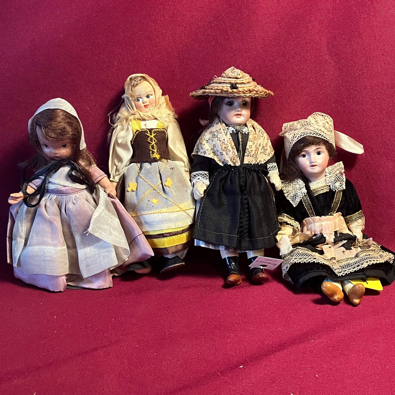 Four Various Girl Dolls - French, Dutch, Etc. - Composite, Bisque, Etc.: Four Various Girl Dolls - French, Dutch, Etc. - Composite, Bisque, Etc.