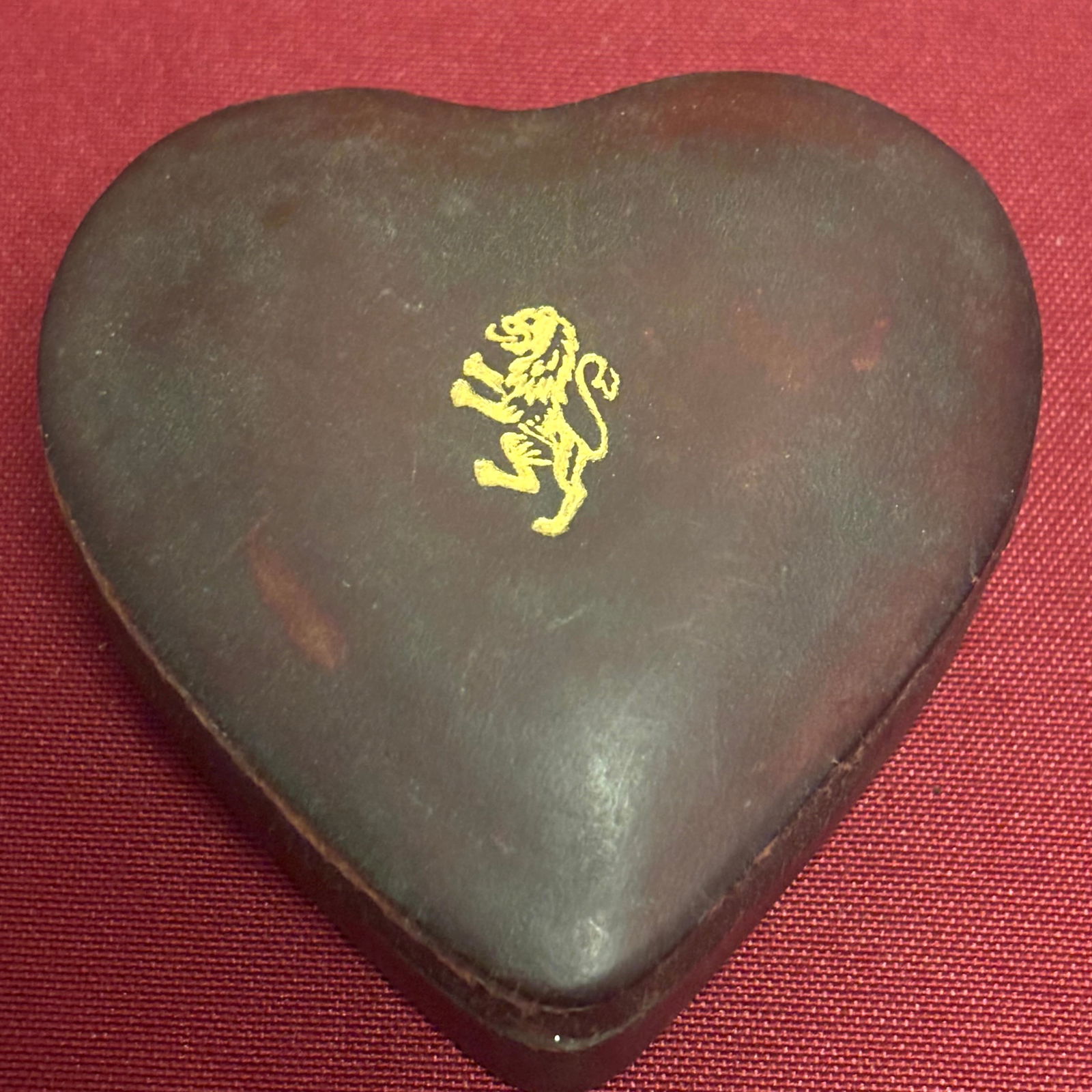 Older Heart Shaped Gold Gilt Tooled Leather Jewelry - Trinket Box (1 of 5)