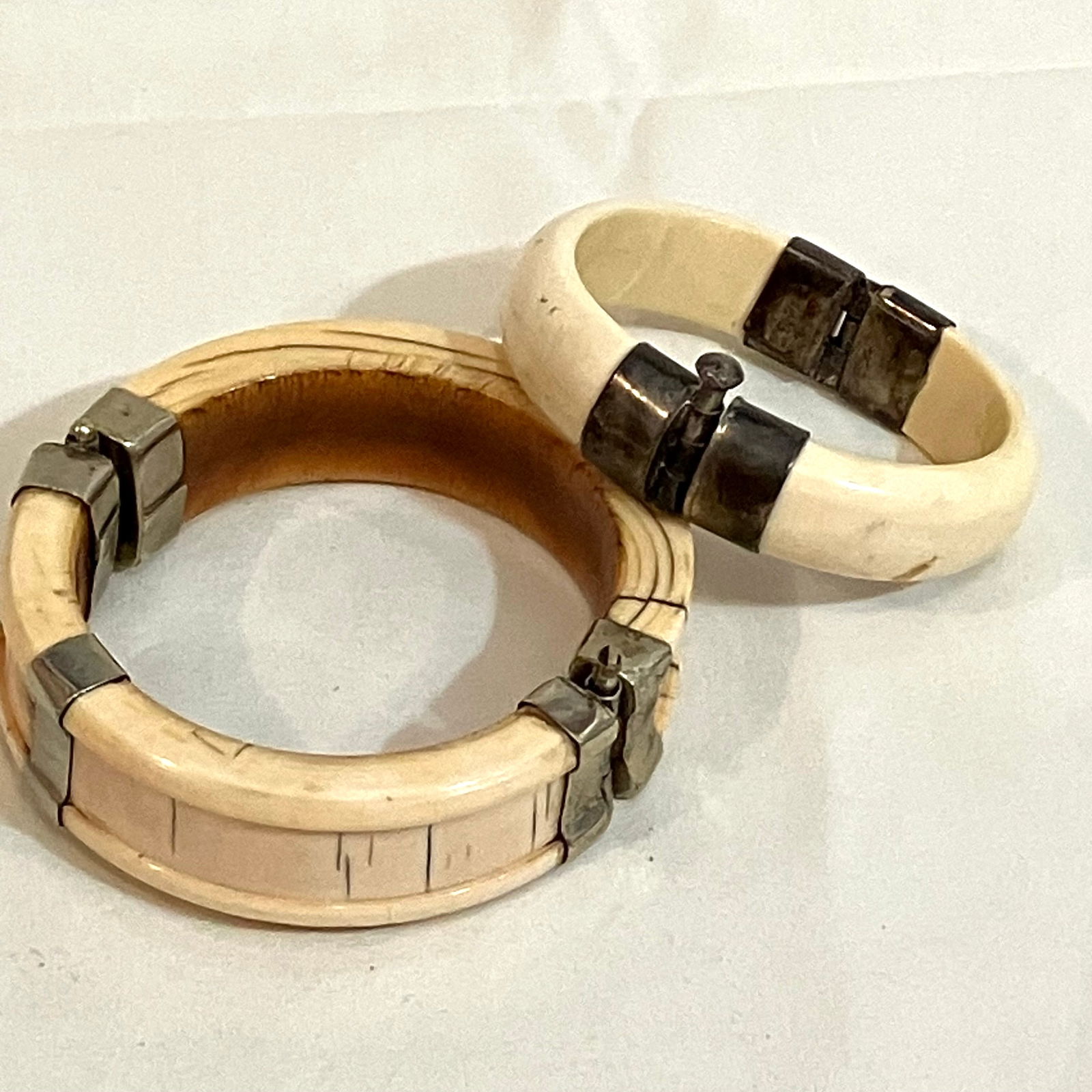 Two Hinged Bone Bracelets: Two Hinged Bone Bracelets