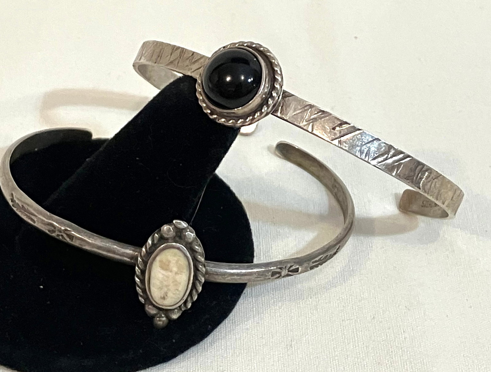 Two Sterling Silver Petite Cuff Bracelets: Two Sterling Silver Petite Cuff Bracelets