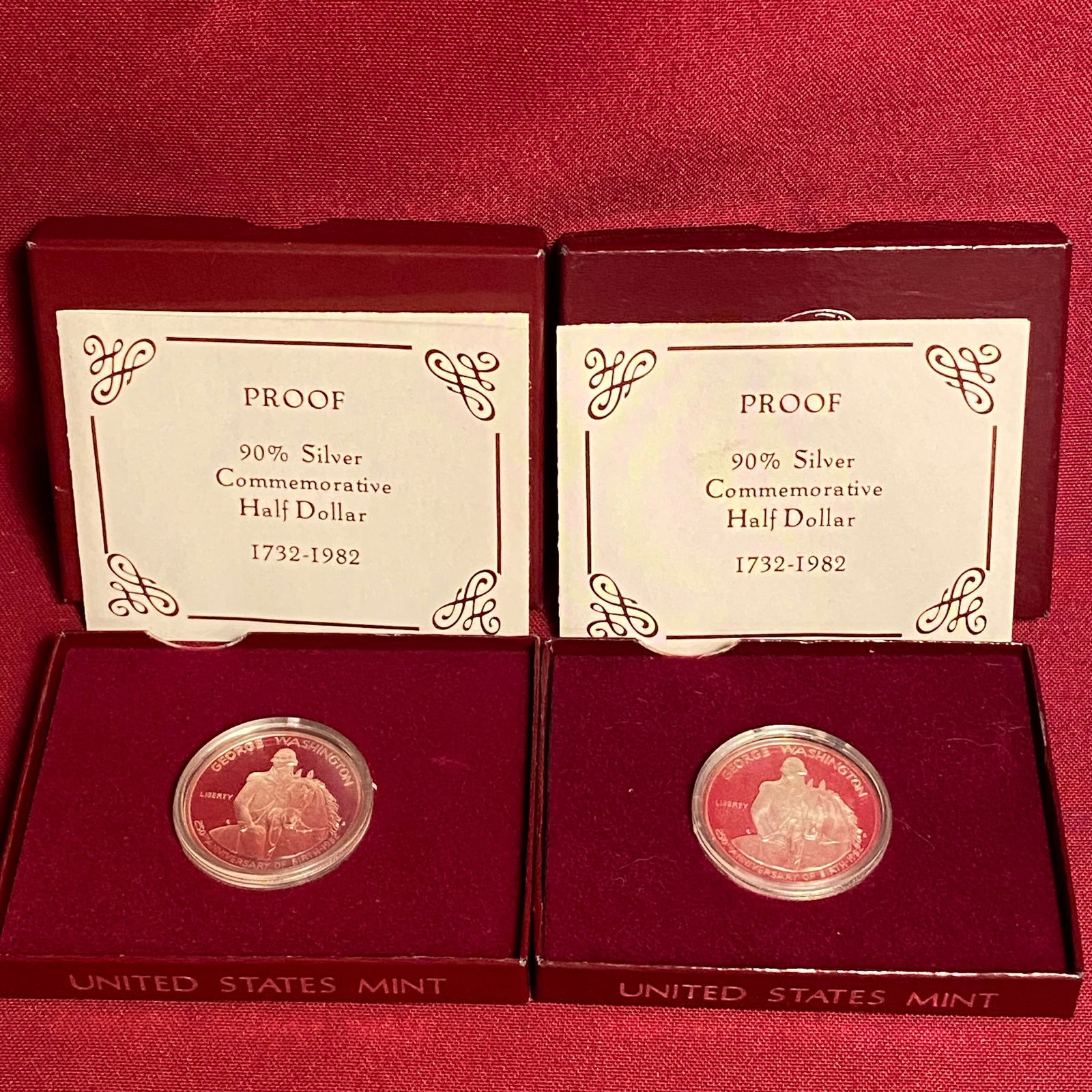 Two George Washington Silver Commemorative Half Dollars (1 of 6)