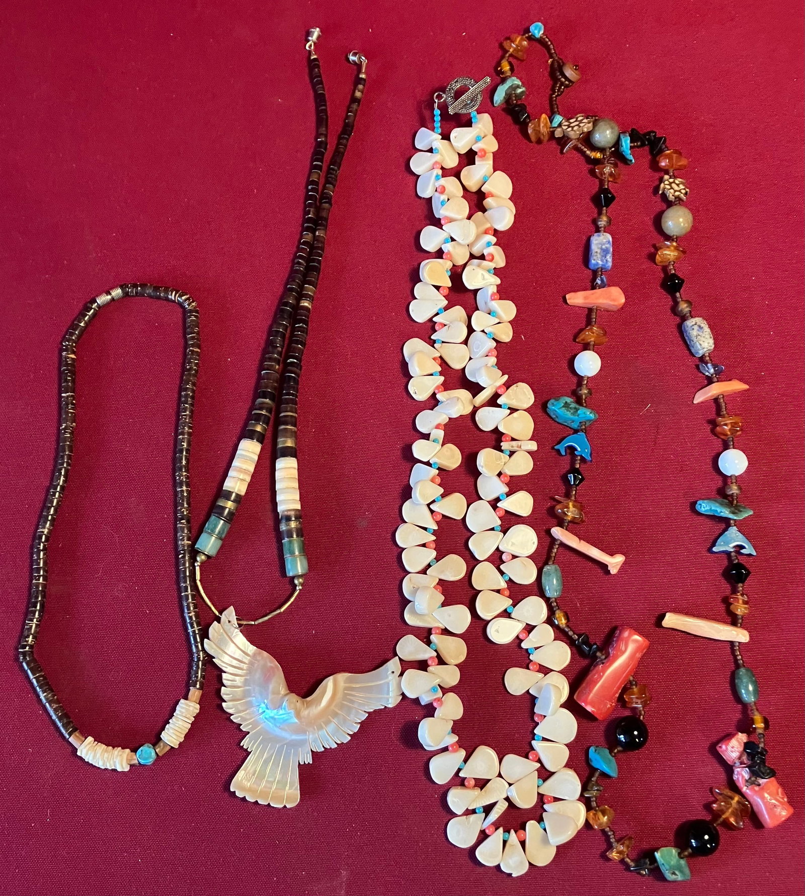 Assorted Beaded Necklaces - Various Materials - MOP, Heishi, Turquoise, Coral, Etc. (1 of 4)
