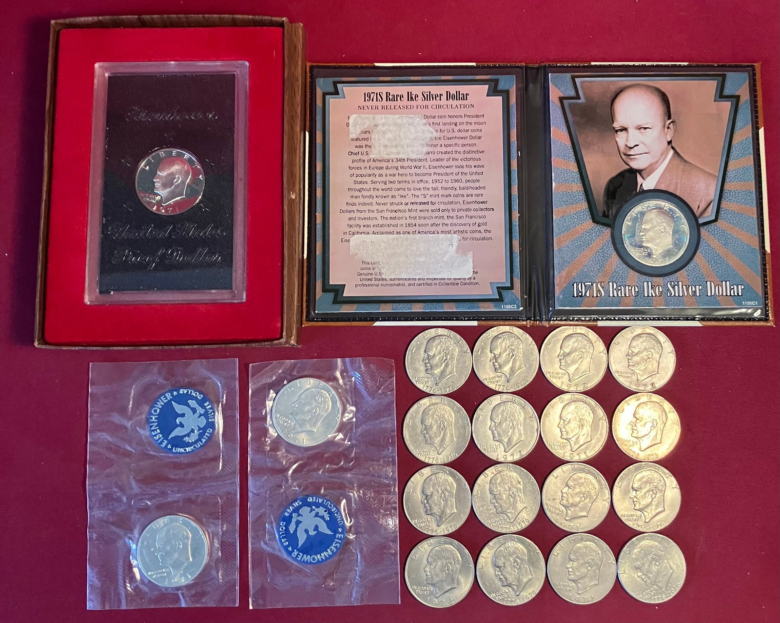 Twenty Eisenhower Dollars - Including Four 'Package' Silver (1 of 5)