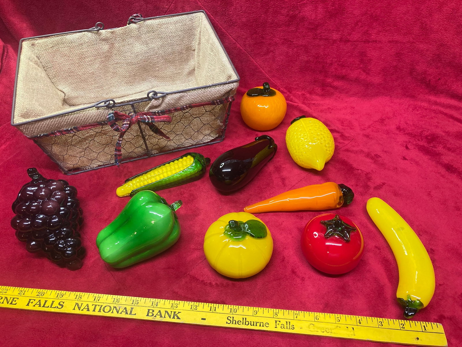 Basket Full of Marano Style Glass Fruit and Veggies: Basket Full of Marano Style Glass Fruit and Veggies