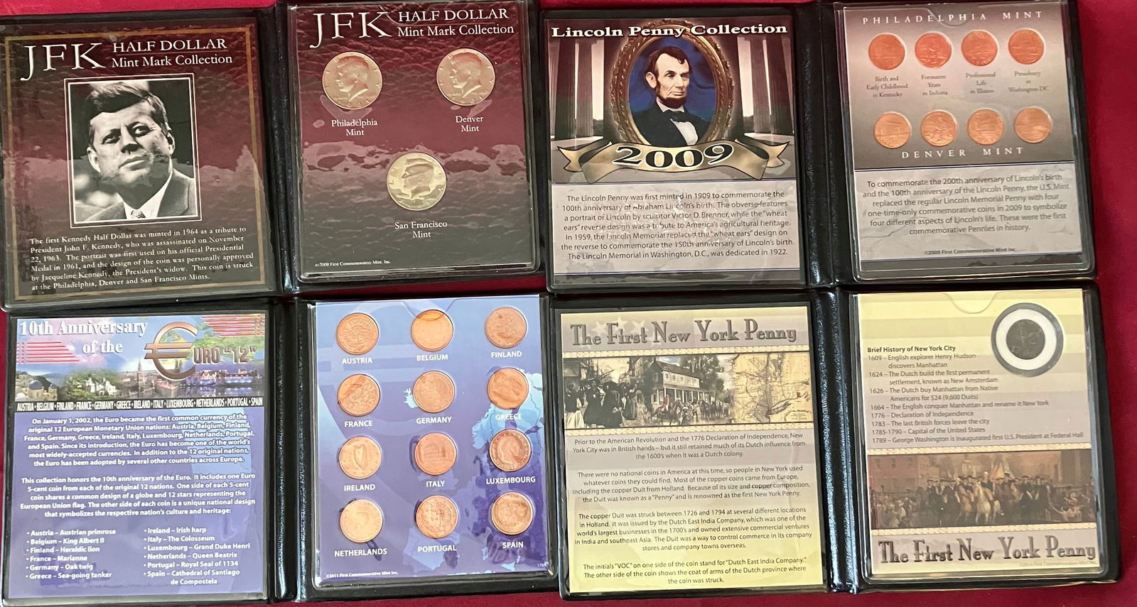 Four Commemorative Coin Collection Folios - 1981 JFK Half Dollar Mint Mark Collection, Lincoln Penny (1 of 7)