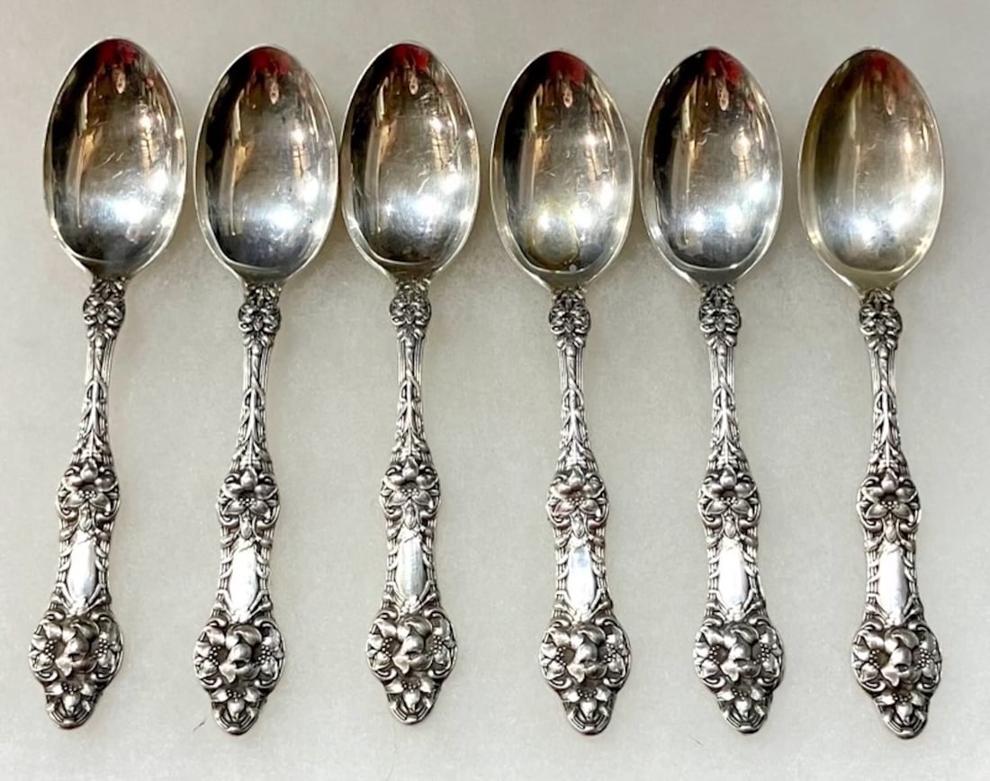 1920s Lot of 6 Sterling Silver Spoon's - "Old Orange Blossoms", Alvin Mfg., (Approx.. 120 Grams) (1 of 5)