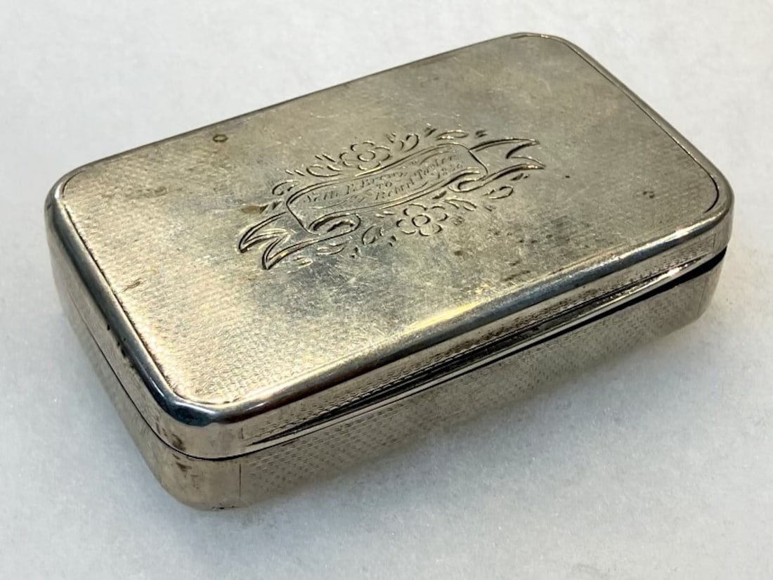 Austrian Snuff Box - 1856 Engraved Inscription, Viennese Cross-Shield/Lemberg Silver Mark, Alloy is (1 of 6)