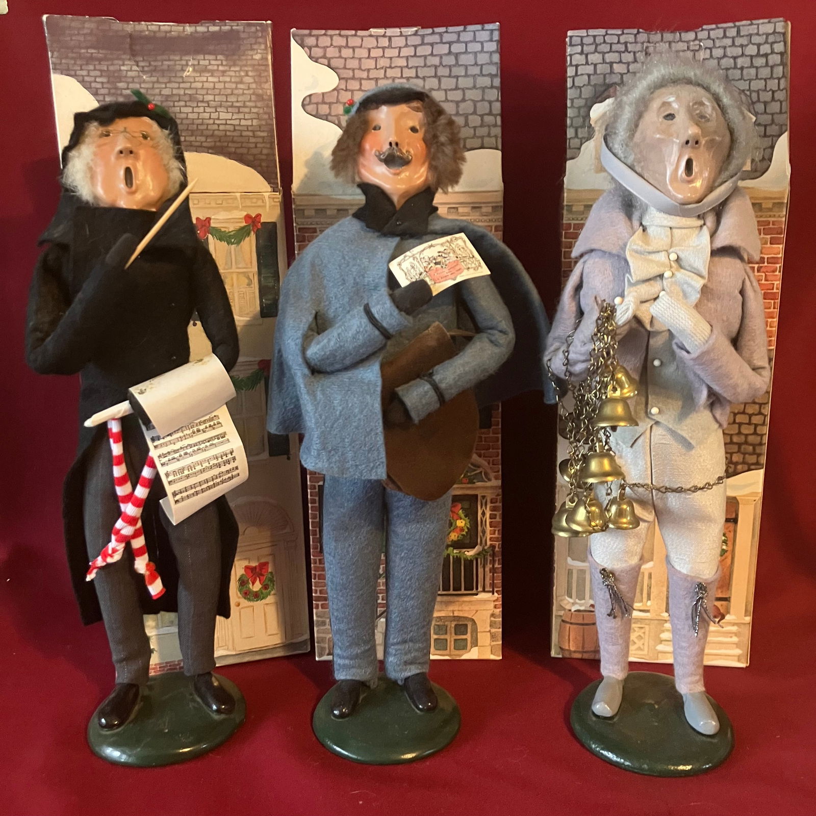 Three Byers' Choice Collectible Carolers - Including 1986 First Edition Marley's Ghost - With Boxes (1 of 4)