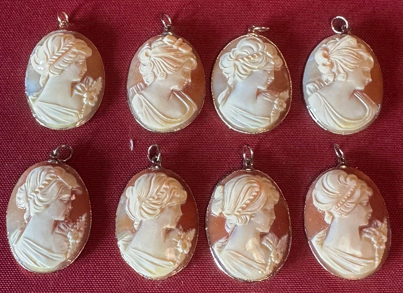 Eight Real Shell Cameos Pendants: Eight Real Shell Cameos Pendants