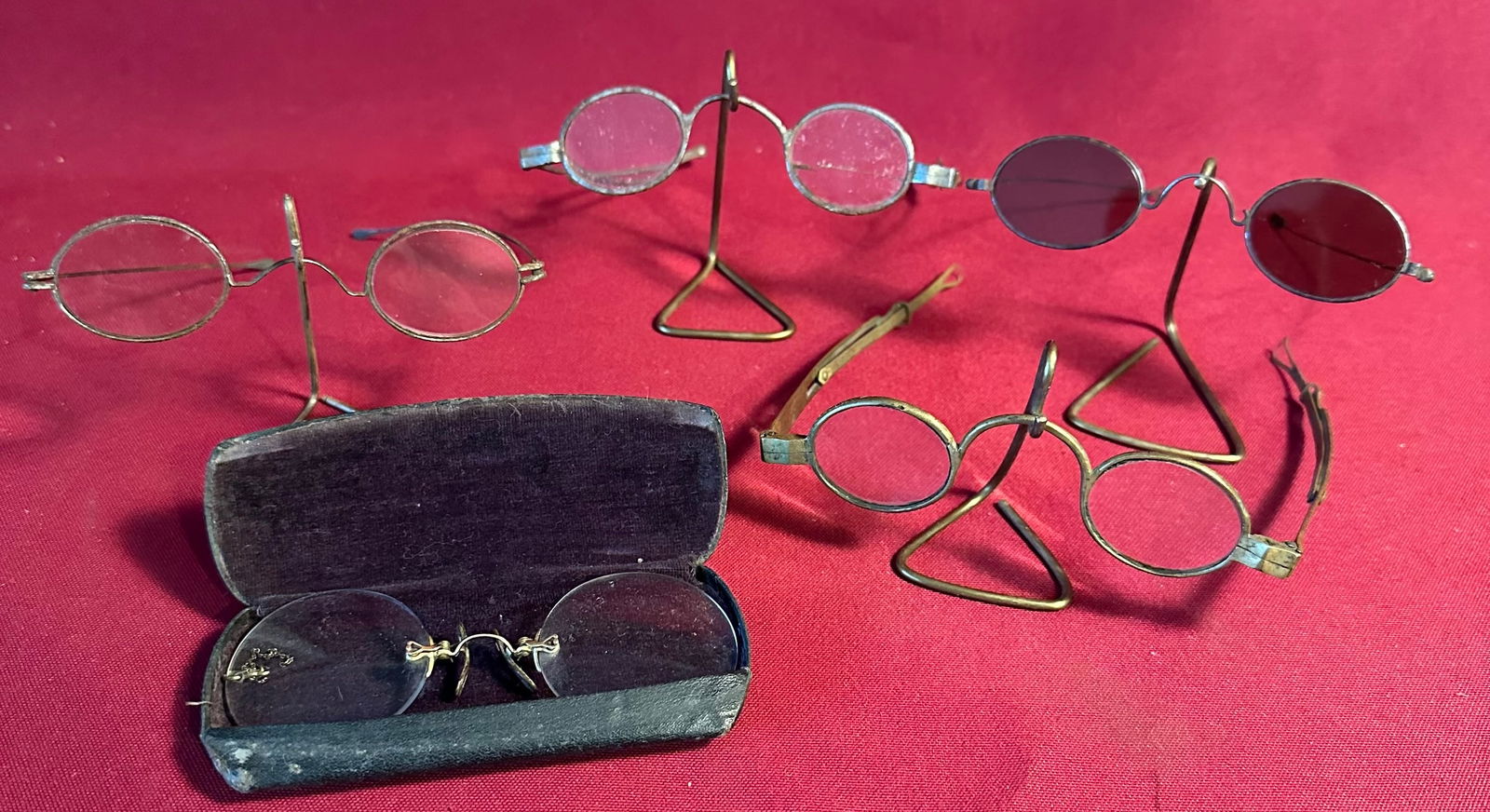 Antique Eye Glasses with Stands and Case (1 of 7)