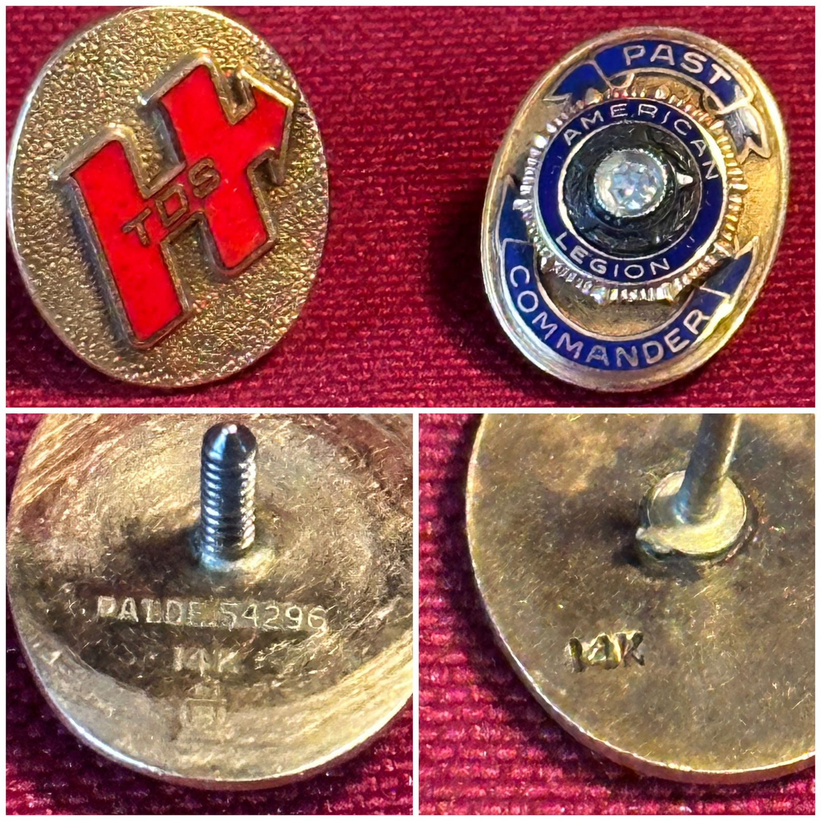 14K Gold American Legion Lapel Pin & 14K Gold Lapel Pin Reading H-TDS-14K - Approx 5.56 Grams - Both (1 of 8)
