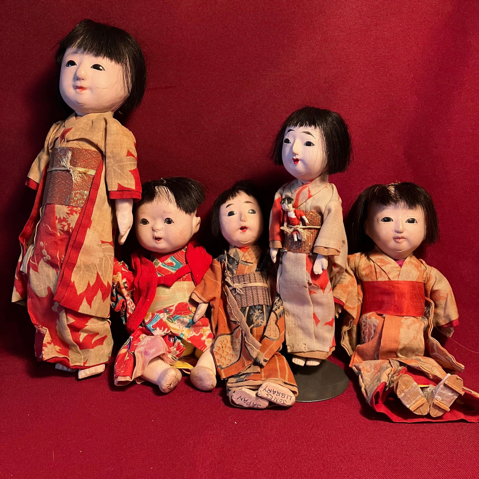 Five Japanese Dolls - Clay, Composite, Etc. - Four with Glass Eyes - Some with Hair Coming Off (1 of 9)