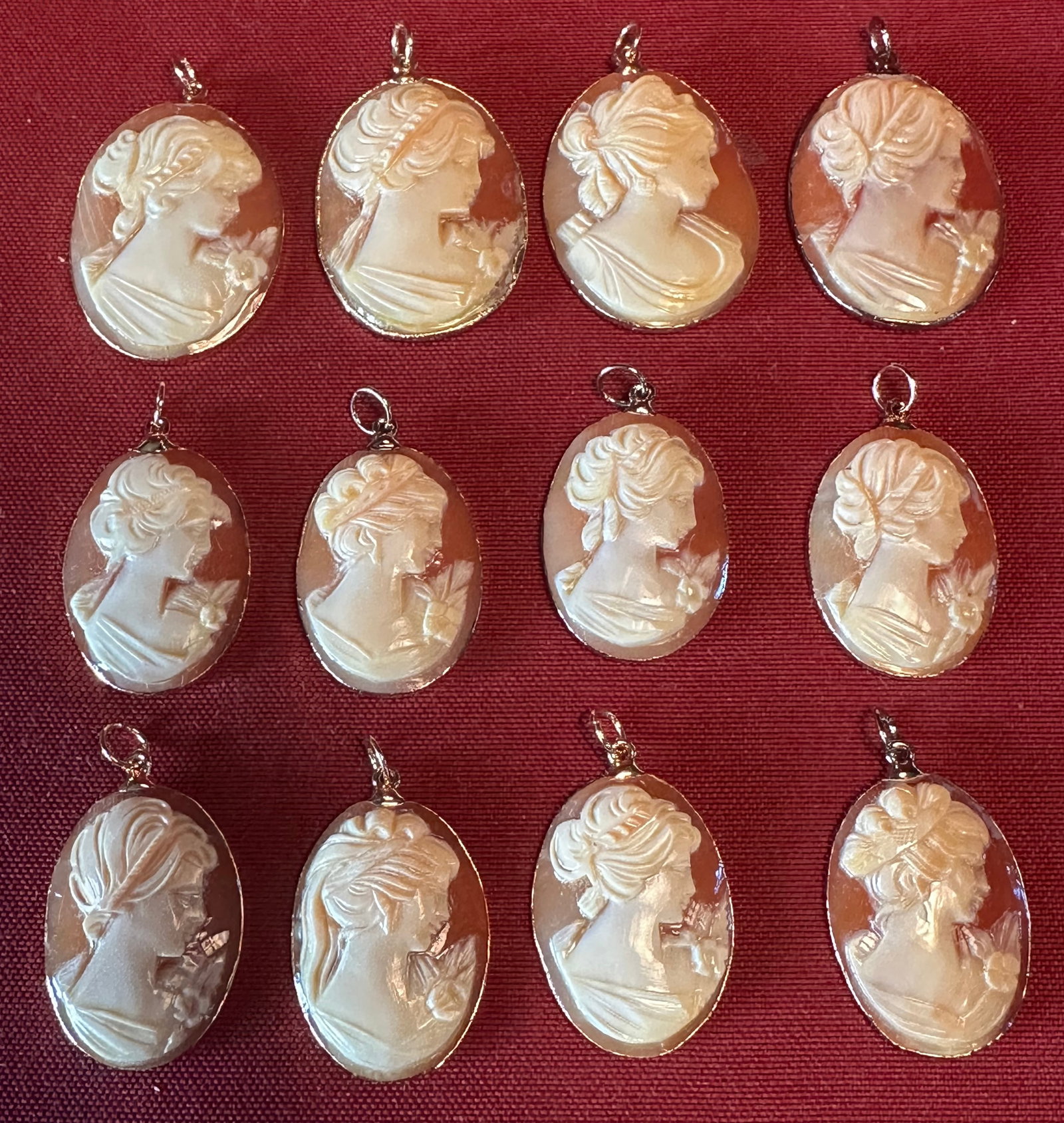 Twelve Real Shell Cameos Pendants: Twelve Real Shell Cameos Pendants