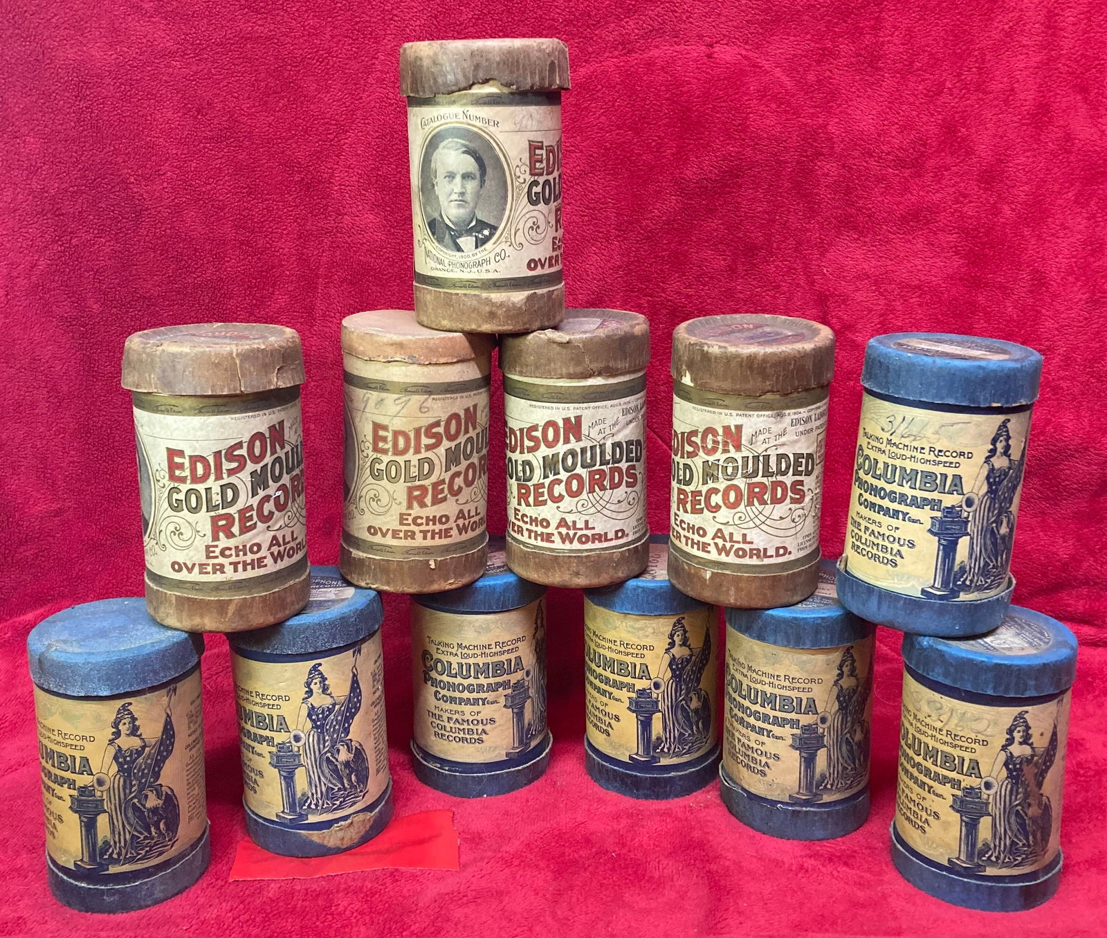 Twelve Old Edison Columbia Cylinder Records Gramophone (1 of 4)