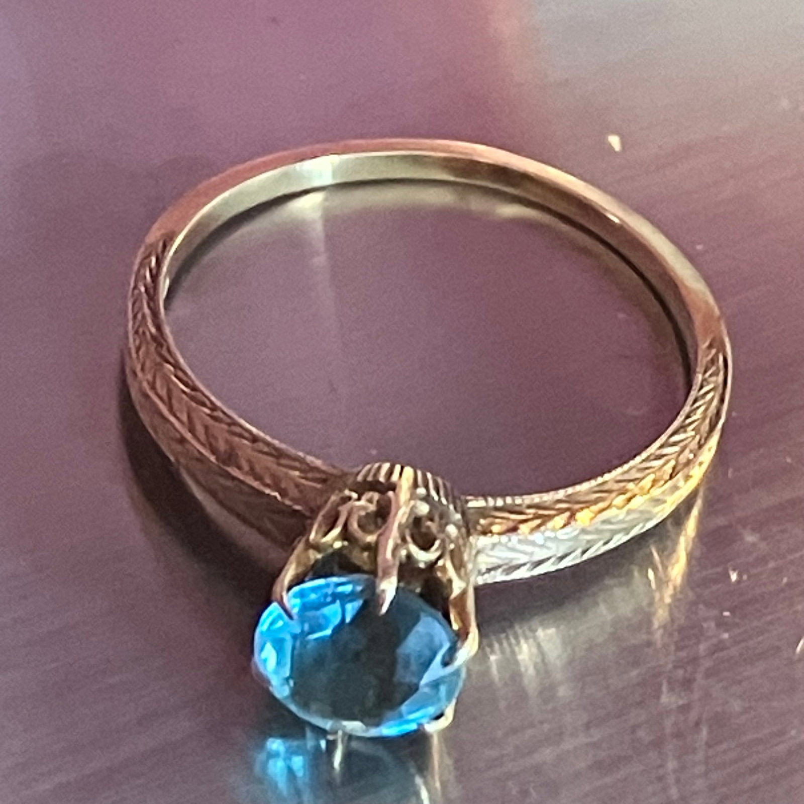 14K Gold Ring with Topaz (?) Stone - Size 7.5 - Approx 1.75 - Hallmarks & Tested: 14K Gold Ring with Topaz (?) Stone - Size 7.5 - Approx 1.75 - Hallmarks & Tested