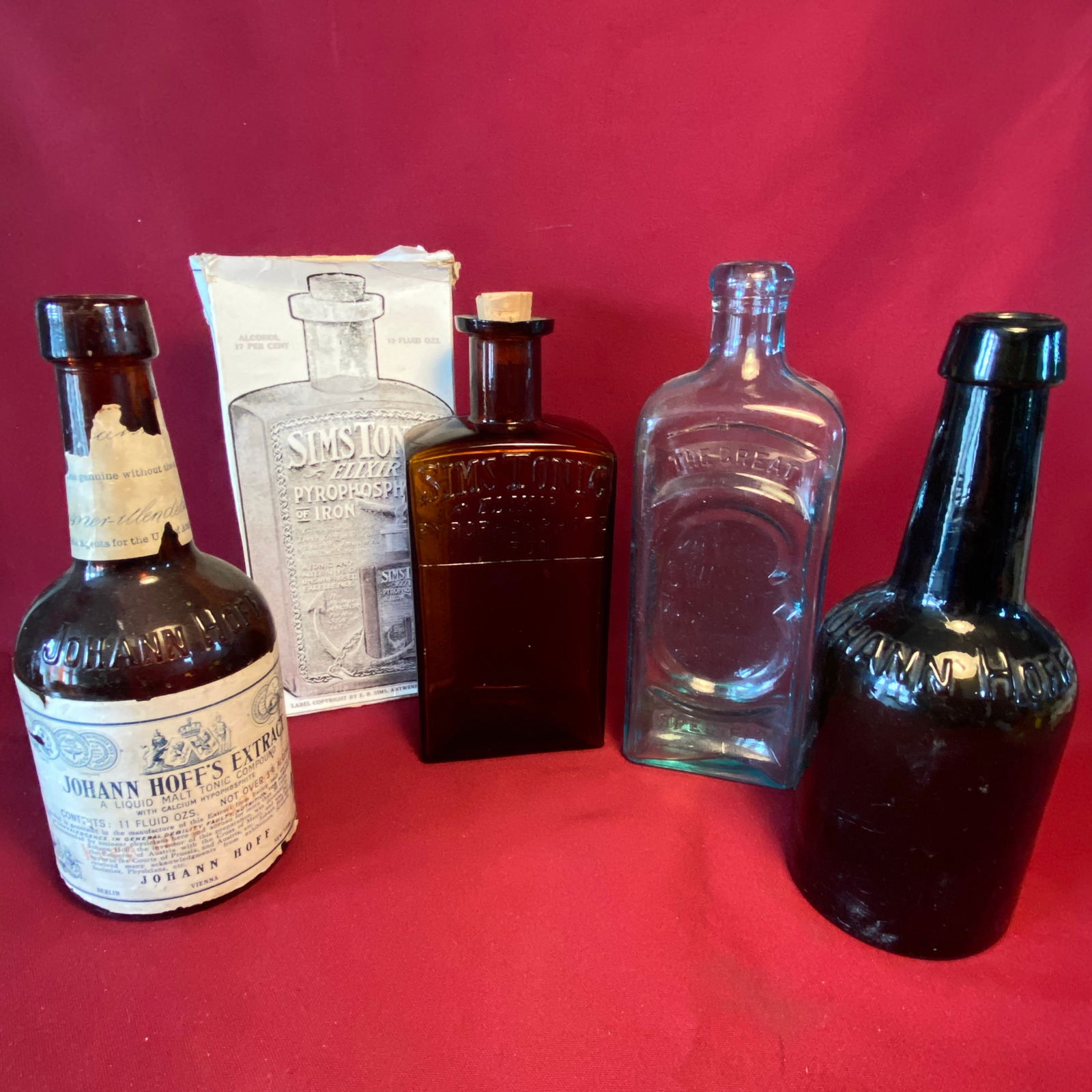 Four Old Bottles - One in Original Box, Paper Label, Advertisement, Etc. (1 of 7)