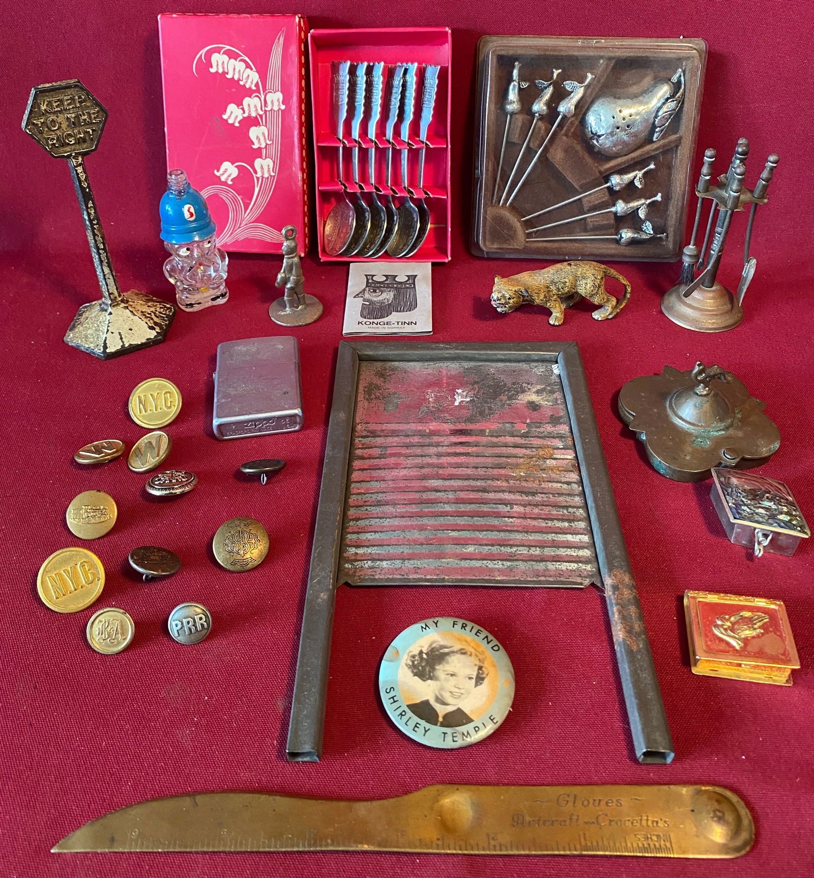 Lot of Miscellaneous Smalls - Buttons, Pins, Pill Boxes, Zippo Lighter, Etc.: Lot of Miscellaneous Smalls - Buttons, Pins, Pill Boxes, Zippo Lighter, Etc.