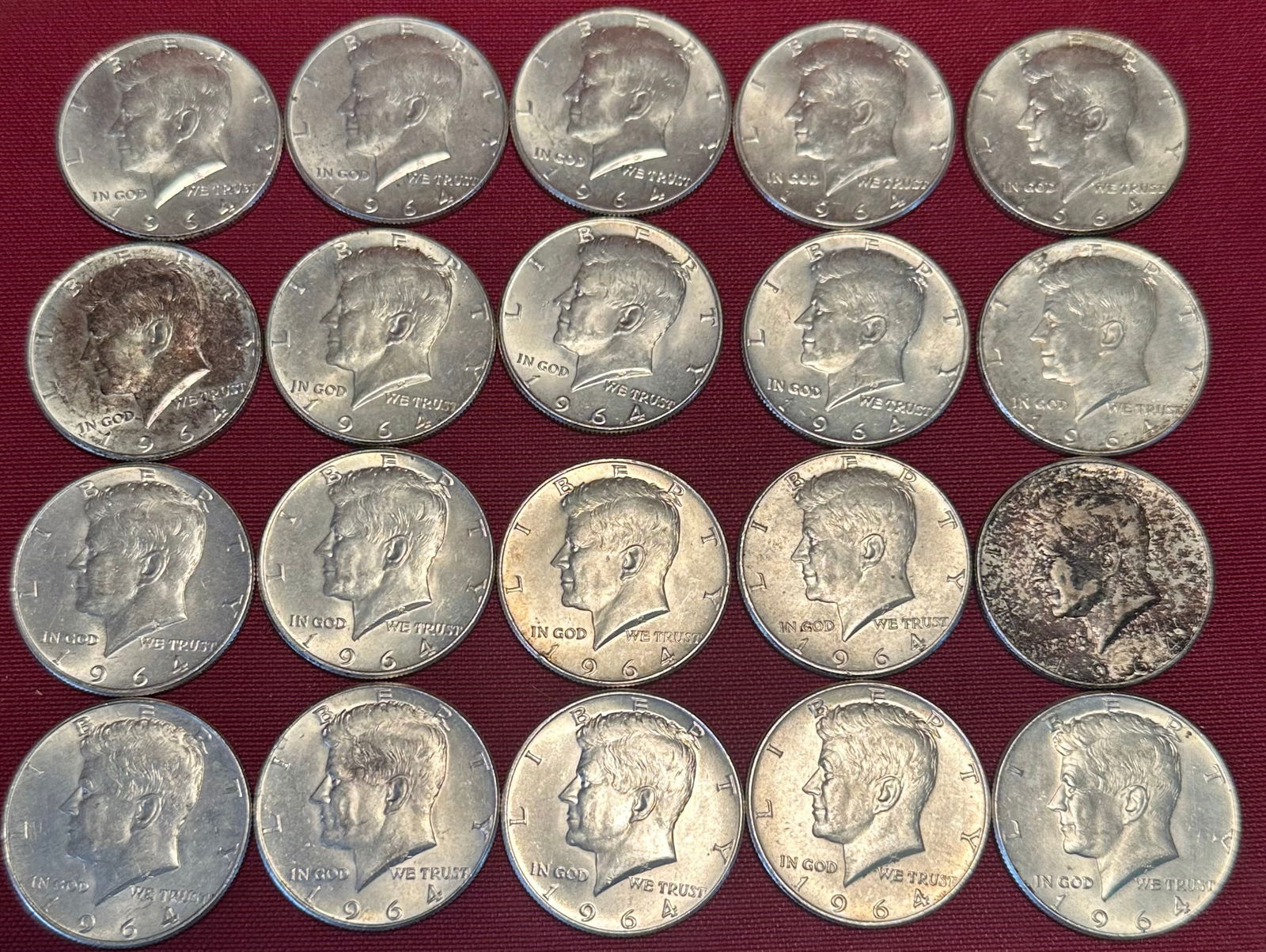 Twenty 1964 Kennedy Silver Half Dollars (1 of 5)