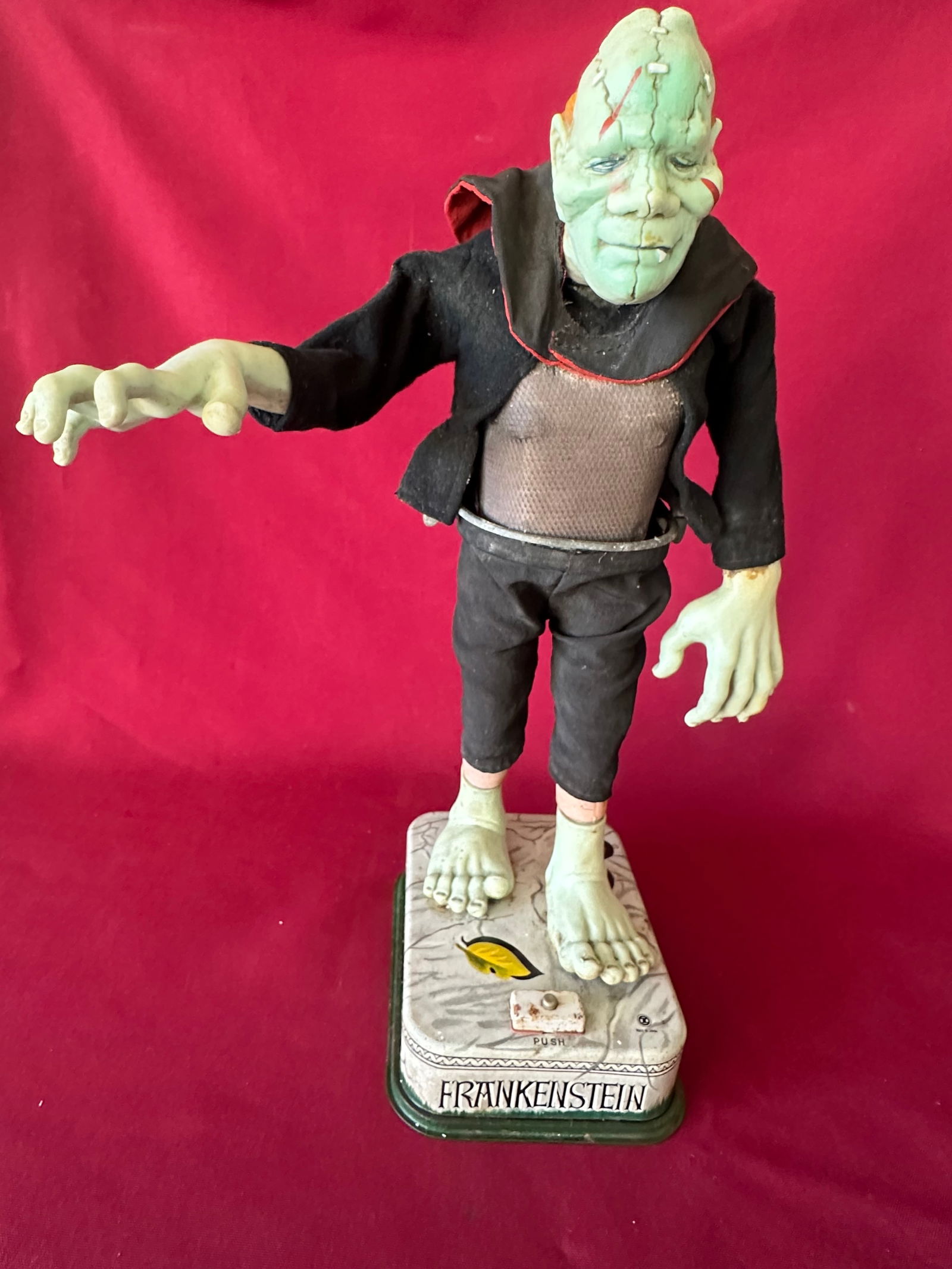 Vintage Rosko Frankenstein Battery Operated Tin Litho Toy - Blushing, Pants Drop - Untested (1 of 7)