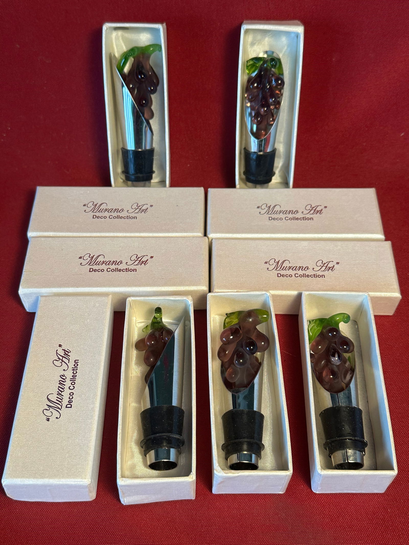 Five Murano Glass Bottle Stoppers in Original Boxes (1 of 4)