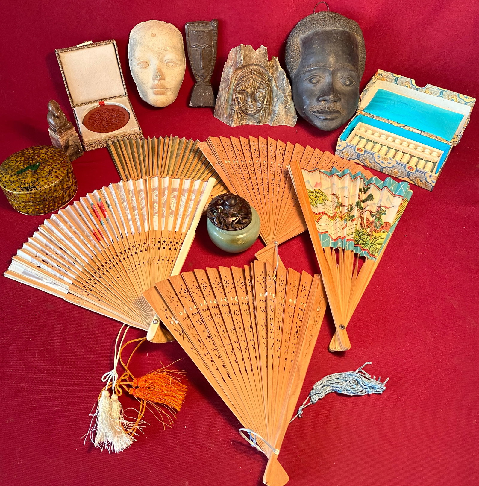 Asian and Other Items - Fans, Sculptures, Etc.: Asian and Other Items - Fans, Sculptures, Etc.
